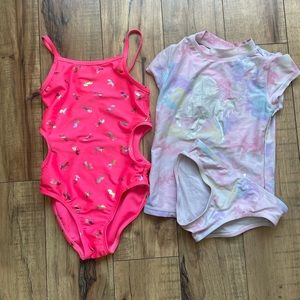 Two unicorn bathing suits - size S 5/6